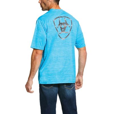 Ariat Charger Logo - T Shirts Blauw Heren - 30093-746